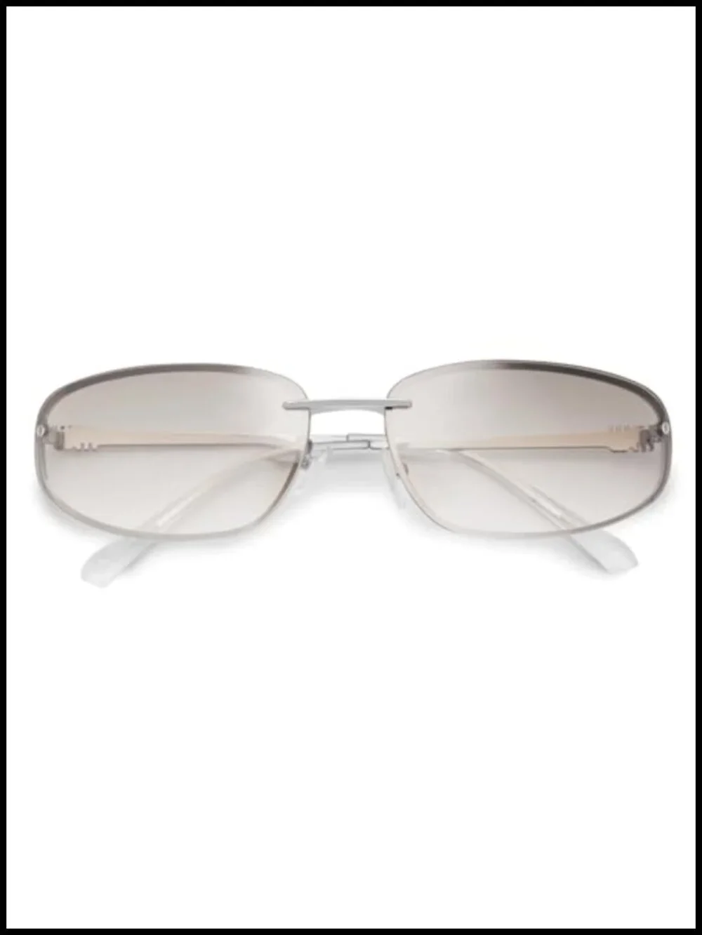Y2K Rimless Sunglasses Retro 90s Metal Narrow Frame UV400 Protection